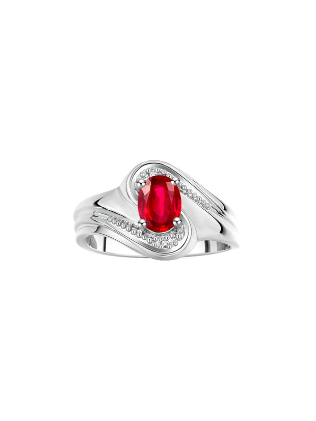 Rylos Designer Swirl Style Ring Sterling Silver 925 : 7X5MM Oval Gemstone & Diamond Accent - Birthstone Jewelry for Women - Available in Sizes 5-10.