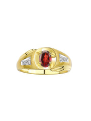 Rylos Men's Rings Classic Designer Style 8X6MM Oval Gemstone & Diamond Ring - Color Stone Birthstone Yellow Gold Plated Silver Ring for Men, Sizes 8-13.