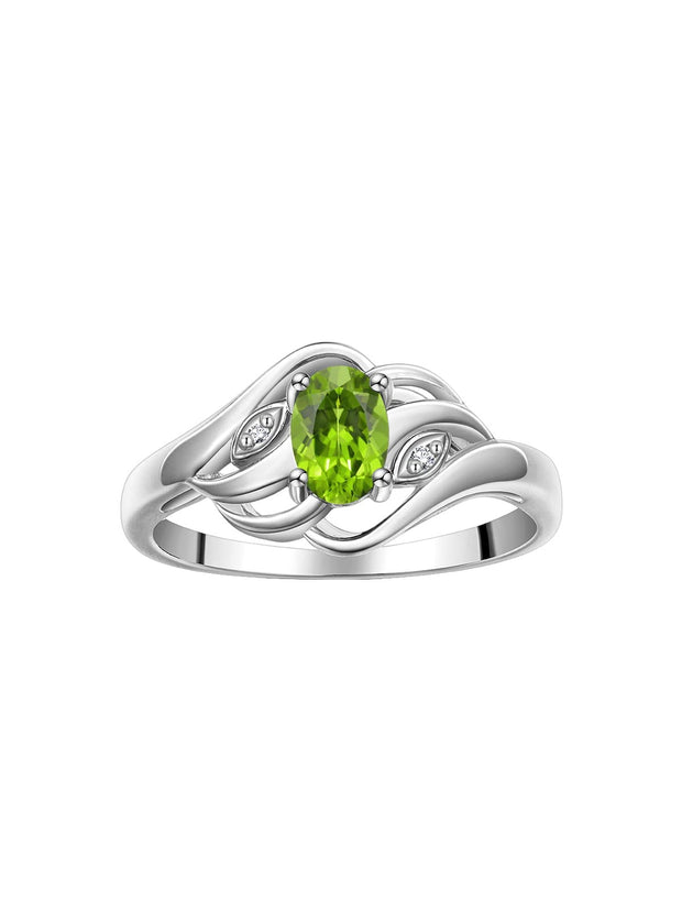 Rylos Ring featuring Classic Style, 6X4MM Birthstone Gemstone, & Diamonds - Elegant Jewelry for Women in Sterling Silver, Sizes 5-10