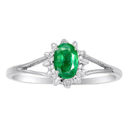 Rylos Matching Jewelry For Women 14K White Gold - May Birthstone- Ring, Earrings & Necklace Emerald 6X4MM Color Stone Gemstone Jewelry For Women Gold Jewelry