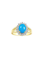 Rylos 14K Yellow Gold Ring: Princess Diana Inspired 9X7MM Gemstone and Dazzling Halo of Diamonds - Exquisite Jewelry for Women in Sizes 5-10