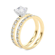 Rylos 14K White/Rose/Yellow Gold Cushion Cut Engagement Ring + Wedding Band set | Certified Lab Grown Diamonds | VS-SI Quality | Available in Size 5-10