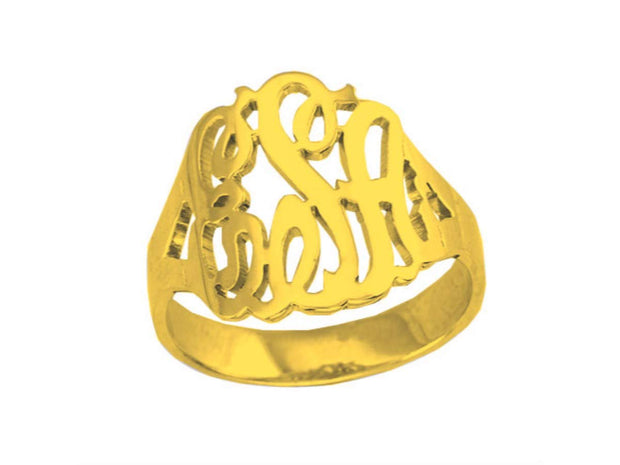 Rylos Rings For Women Jewelry For Women & Men 925 Sterling Silver or Yellow Gold Plated Silver Monogram Personalized Initial Ring - Name Ring 16mm Special Order, Made to Order Ring