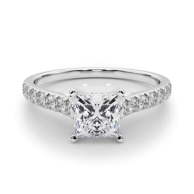 Rylos 14K White/Rose/Yellow Gold Prong Set Prong Set Engagement Ring | Princess Cut | Certified Lab Grown Diamond Ring | VS-SI Quality | Available in Size 5-10