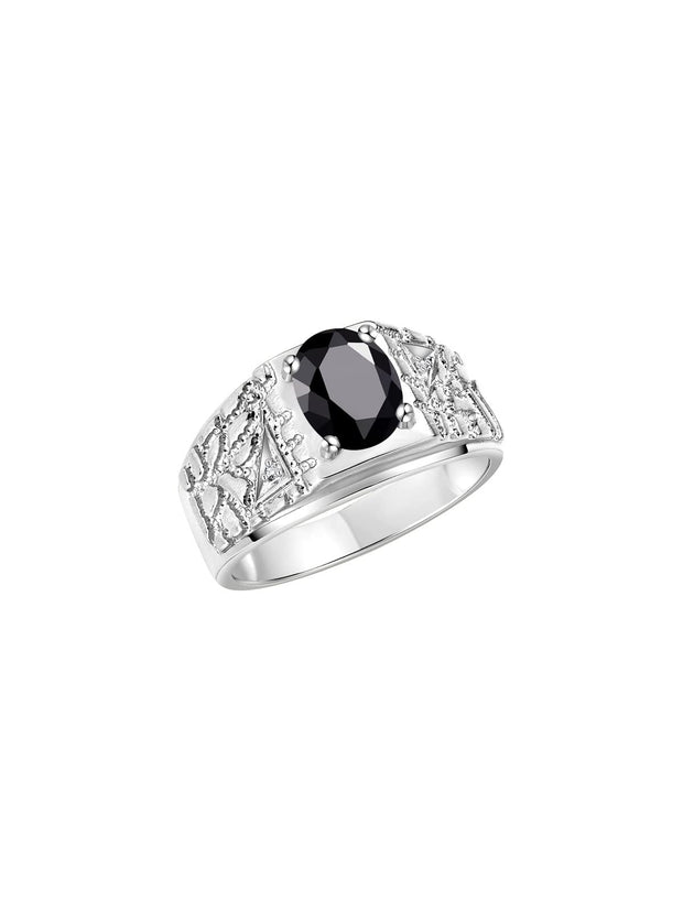 Rylos Men's Rings Designer Nugget Ring: Oval 9X7MM Gemstone & Sparkling Diamonds - Color Stone Birthstone Rings for Men, Sterling Silver Rings in Sizes 8-13. Mens Jewelry