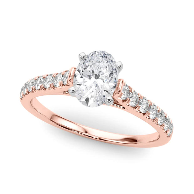 Rylos 14K White/Rose/Yellow Gold Prong Set Prong Set Engagement Ring | Oval Cut | Certified Lab Grown Diamond Ring | VS-SI Quality | Available in Size 5-10