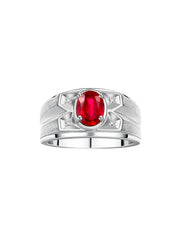 RYLOS Men's Rings Classic Designer Style 8X6MM Oval Gemstone & Diamond Ring - Color Stone Birthstone Rings for Men, Sterling Silver Ring in Sizes 8-13.