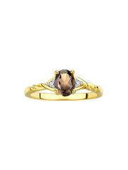 Rylos Yellow Gold Plated Silver Classic Birthstone Ring - 7X5MM Oval Gemstone & Diamonds - Women's Jewelry, Sizes 5-10