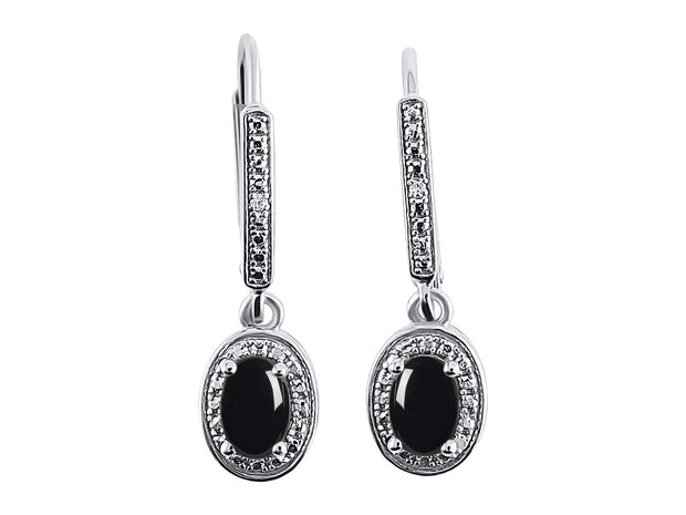 RYLOS Women's Sterling Silver Dangling Earrings - Oval Shape Gemstone & Diamonds - 6X4MM Birthstone Earrings - Exquisite Color Stone Jewelry