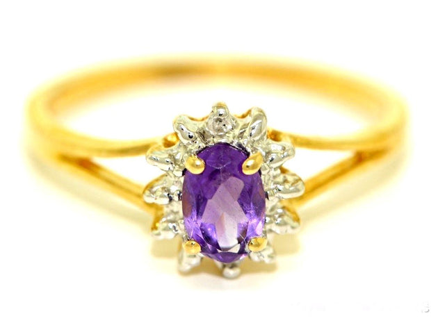 Rylos Rings For Women 14K White Gold - February Birthstone Ring Amethyst 6X4MM Color Stone Gemstone Jewelry For Women Gold Ring