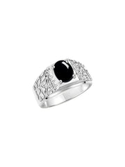 Rylos Men's Rings Designer Nugget Ring: Oval 9X7MM Gemstone & Sparkling Diamonds - Color Stone Birthstone Rings for Men, Sterling Silver Rings in Sizes 8-13. Mens Jewelry