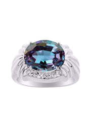 Rylos Ring with 12X10MM Gemstone & Diamonds  Striking Ring for Middle or Pointer Finger  Exquisite Jewelry for Women in Sterling Silver  Available in Sizes 5-13