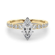 Rylos 14K White/Rose/Yellow Gold Engagement Rings | Marquise Cut | Certified Lab Grown Diamond Ring | VS-SI Quality | Available in Size 5-10