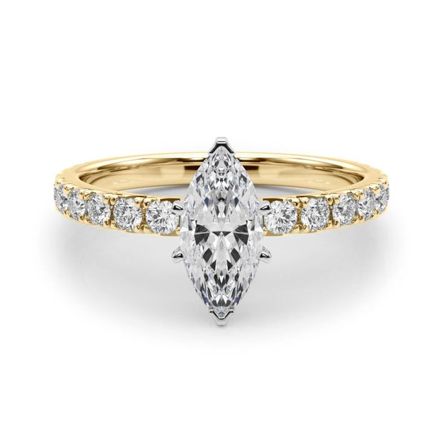 Rylos 14K White/Rose/Yellow Gold Engagement Rings | Marquise Cut | Certified Lab Grown Diamond Ring | VS-SI Quality | Available in Size 5-10