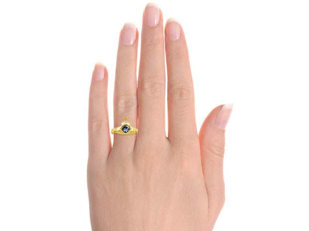 Rylos 14K Yellow Gold Claddagh Love, Loyalty & Friendship Ring with Heart 6MM Gemstone & Diamond Accent - Exquisite Claddagh Rings Birthstone Jewelry for Women - Available in Sizes 5-13