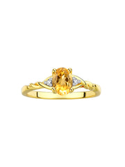 Rylos Yellow Gold Plated Silver Classic Birthstone Ring - 7X5MM Oval Gemstone & Diamonds - Women's Jewelry, Sizes 5-10