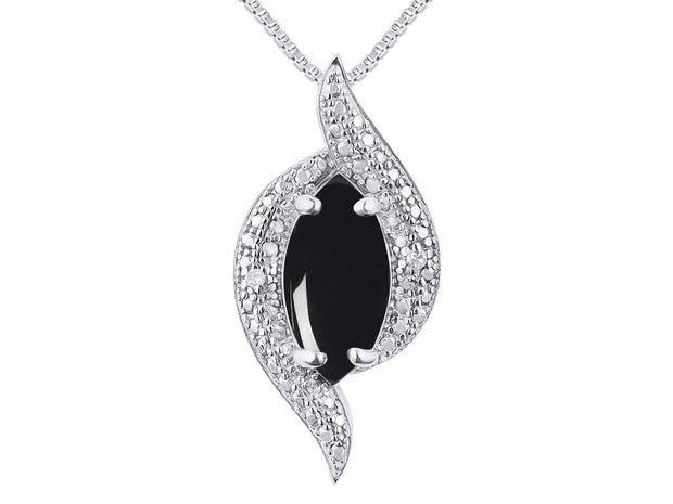 Rylos 14K White Gold Designer Necklace: Marquise Gemstone & Diamond Pendant, 18" Chain, 10X5MM Birthstone, Women's Elegant Jewelry