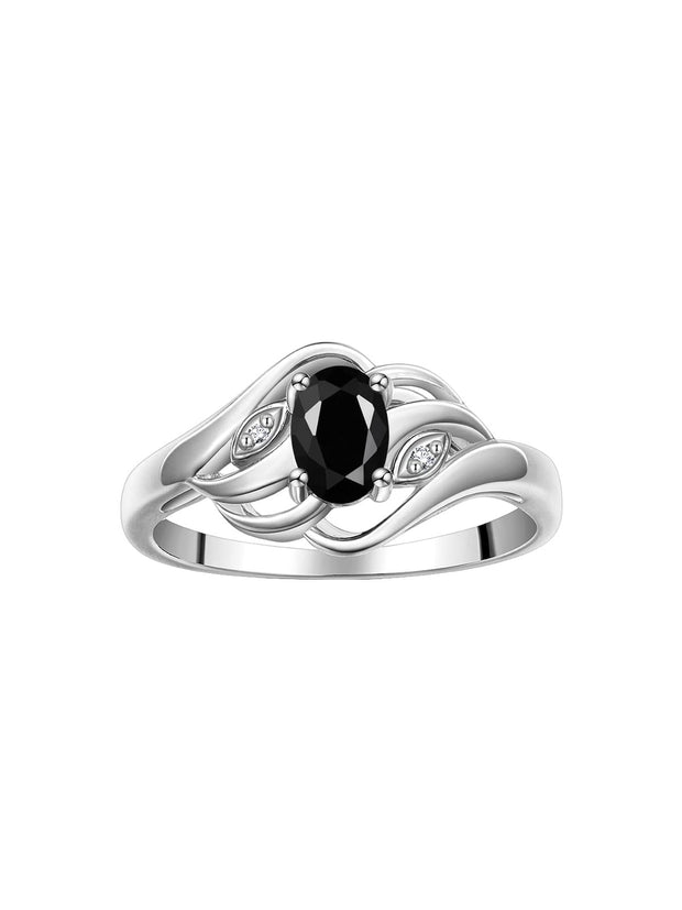 Rylos Ring featuring Classic Style, 6X4MM Birthstone Gemstone, & Diamonds - Elegant Jewelry for Women in Sterling Silver, Sizes 5-10