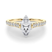 Rylos 14K White/Rose/Yellow Gold Prong Set Prong Set Engagement Ring | Marquise Cut | Certified Lab Grown Diamond Ring | VS-SI Quality | Available in Size 5-10