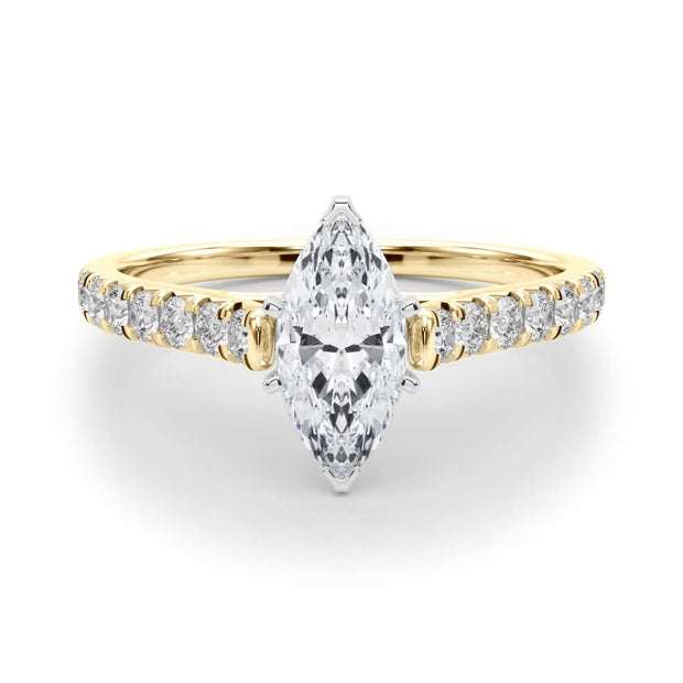 Rylos 14K White/Rose/Yellow Gold Prong Set Prong Set Engagement Ring | Marquise Cut | Certified Lab Grown Diamond Ring | VS-SI Quality | Available in Size 5-10