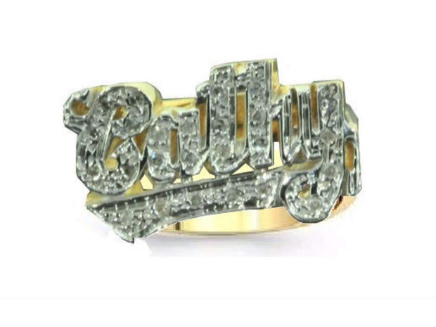 Rylos Rings For Women Jewelry For Women & Men 925 Sterling Silver or Yellow Gold Plated Silver Personalized 12MM Name Ring Genuine Diamonds Special Order, Made to Order Ring