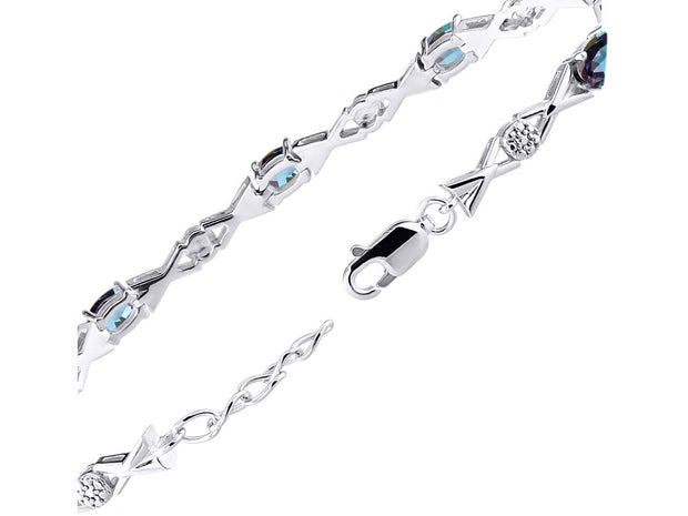 Rylos Bracelets for Women 925 Sterling Silver XOXO Hugs & Kisses Tennis Bracelet Gemstone & Genuine Diamonds Adjustable to Fit 7"-8" Wrist, 10 Gorgeous 6X4MM Jewelry for Women Friendship Bracelets