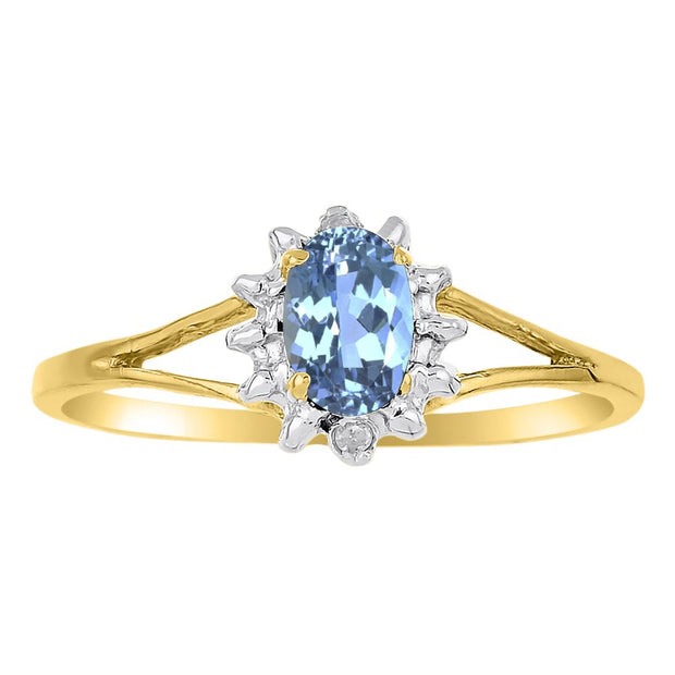 Rylos Rings For Women 14K Yellow Gold - December Birthstone Ring Blue Topaz 6X4MM Color Stone Gemstone Jewelry For Women Gold Ring