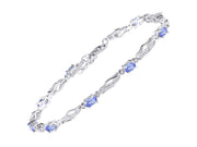 Rylos Bracelets for Women 925 Sterling Silver Serenity Wave Tennis Bracelet Gemstone & Diamonds Adjustable to Fit 7"-8" Wrist, 9-5X3MM Tanzanite Jewelry for Women Friendship Bracelets