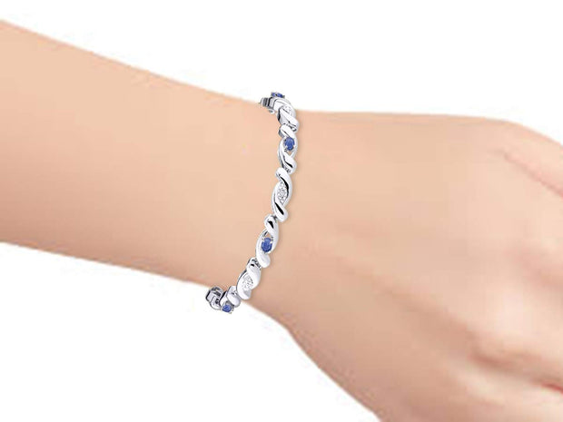 Rylos Bracelets for Women 925 Silver infinity Twist Tennis Bracelet Gemstone & Diamonds Adjustable to Fit 7"-8" Wrist, 6 Gorgeous 4X3MM Jewelry for Women Friendship Bracelets