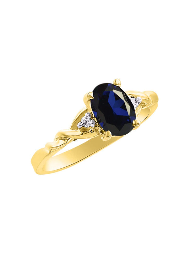 Rylos Timeless 14K Yellow Gold Birthstone Ring - 7X5MM Oval Gemstone & Sparkling Diamonds - Women's Jewelry, Sizes 5-10