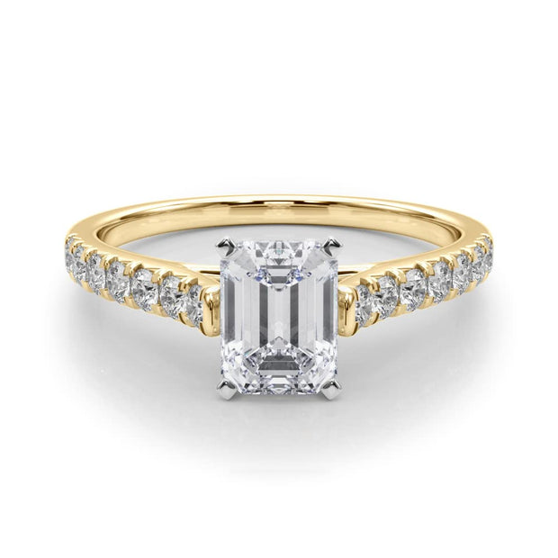 Rylos 14K White/Rose/Yellow Gold Prong Set Prong Set Engagement Ring | Emerald Cut | Certified Lab Grown Diamond Ring | VS-SI Quality | Available in Size 5-10