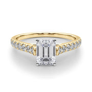 Rylos 14K White/Rose/Yellow Gold Prong Set Prong Set Engagement Ring | Emerald Cut | Certified Lab Grown Diamond Ring | VS-SI Quality | Available in Size 5-10