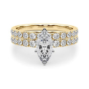 Rylos 14K White/Rose/Yellow Gold Marquise Cut Engagement Ring + Wedding Band set | Certified Lab Grown Diamonds | VS-SI Quality | Available in Size 5-10