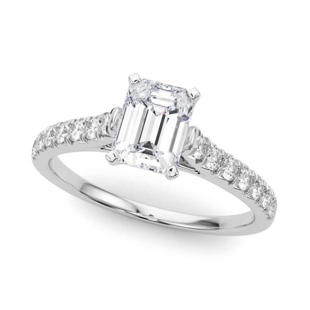 Rylos 14K White/Rose/Yellow Gold Prong Set Prong Set Engagement Ring | Emerald Cut | Certified Lab Grown Diamond Ring | VS-SI Quality | Available in Size 5-10