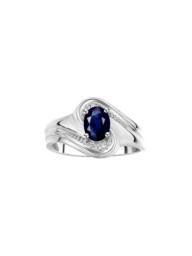 Rylos Designer Swirl Style Ring Sterling Silver 925 : 7X5MM Oval Gemstone & Diamond Accent - Birthstone Jewelry for Women - Available in Sizes 5-10.