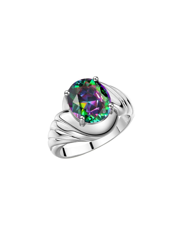 Rylos 14K White Gold Classic Designer Style Oval 12X10MM Solitaire Gemstone Ring - Exquisite Color Stone Jewelry for Women &, Available in Sizes 5-13