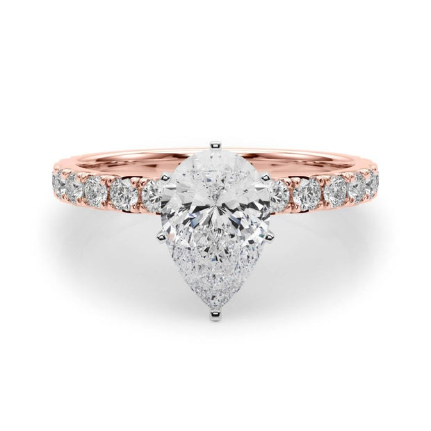 Rylos 14K White/Rose/Yellow Gold Engagement Rings | Pear Cut | Certified Lab Grown Diamond Ring | VS-SI Quality | Available in Size 5-10