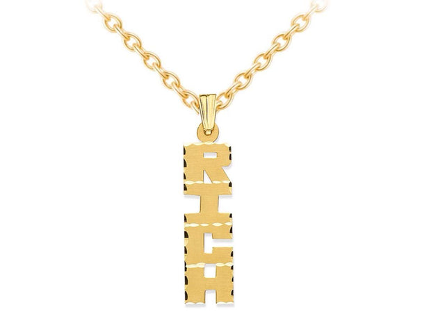 Rylos Necklaces For Women Gold Necklaces for Women & Men 14K Yellow Gold or White Gold Personalized Satin Finish Diamond Cut Edge Nameplate Necklace Special Order, Made to Order Necklace