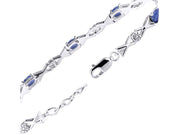 Rylos Bracelets for Women 925 Sterling Silver XOXO Hugs & Kisses Tennis Bracelet Gemstone & Genuine Diamonds Adjustable to Fit 7"-8" Wrist, 10 Gorgeous 6X4MM Jewelry for Women Friendship Bracelets