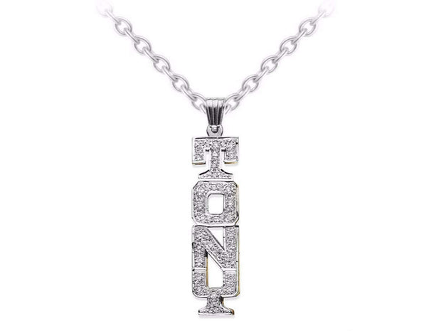 RYLOS Necklaces For Women Gold Necklaces for Women & Men 14K Yellow Gold or White Gold Personalized Block Lettering Vertical Diamond Nameplate Necklace Special Order, Made to Order Necklace