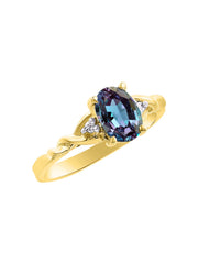 Rylos Timeless 14K Yellow Gold Birthstone Ring - 7X5MM Oval Gemstone & Sparkling Diamonds - Women's Jewelry, Sizes 5-10