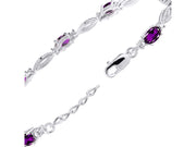 Rylos Tennis Bracelet with 6x4MM Birthstone Gemstones & Diamonds Sterling Silver 925 - Adjustable to 7-8" for Women - Friendship and Elegance in One.