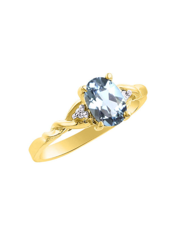 Rylos Timeless 14K Yellow Gold Birthstone Ring - 7X5MM Oval Gemstone & Sparkling Diamonds - Women's Jewelry, Sizes 5-10