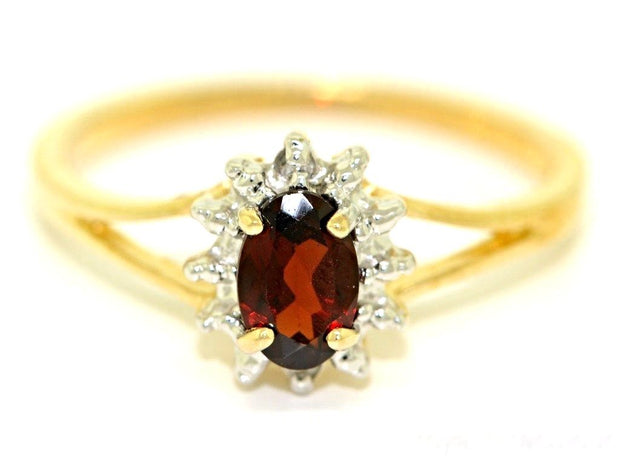 Rylos Rings For Women 14K Yellow Gold - January Birthstone Ring - Garnet 6X4MM Color Stone Gemstone Jewelry For Women Gold Ring