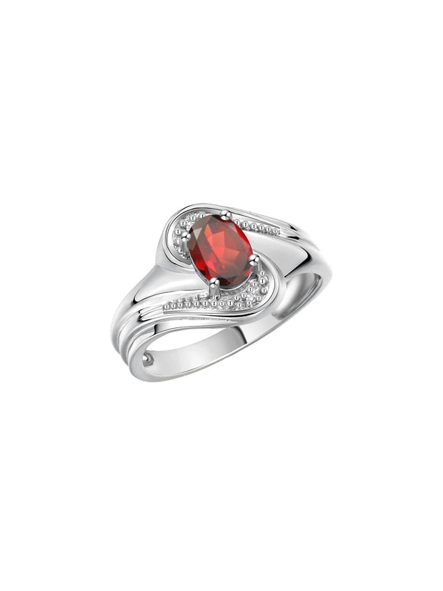 Rylos Designer Swirl Style Ring Sterling Silver 925 : 7X5MM Oval Gemstone & Diamond Accent - Birthstone Jewelry for Women - Available in Sizes 5-10.