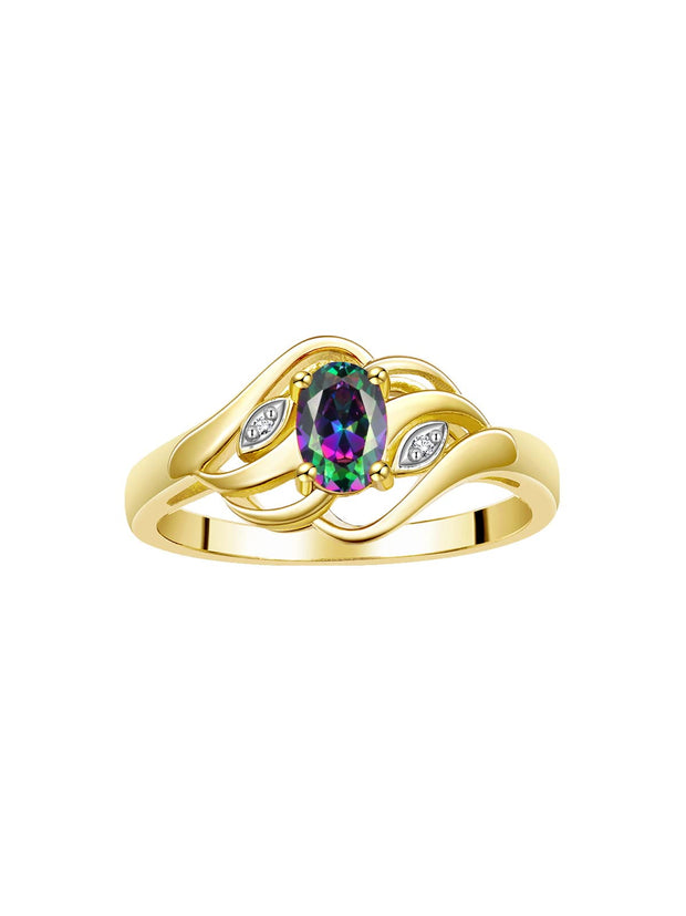 Rylos 14K Yellow Gold Ring with Classic Style, 6X4MM Birthstone Gemstone, & Sparkling Diamonds - Opulent Gem Jewelry for Women in Sizes 5-10