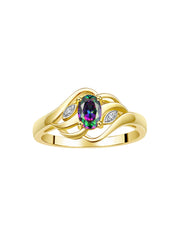 Rylos Ring featuring Classic Style, 6X4MM Birthstone Gemstone, & Diamonds - Elegant Jewelry for Women in Yellow Gold Plated Silver, Sizes 5-10