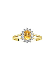 Rylos Halo Ring: Diamond Birthstone with 6X4MM Oval Gemstone - Women's Jewelry in Yellow Gold Plated Silver - Stunning Diamond Ring Sizes 5-10