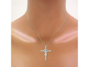 Rylos Heart Gemstone & Diamond Cross Necklace. 6MM Birthstone. 18" Chain. Elegant Jewelry for Women - Sterling Silver