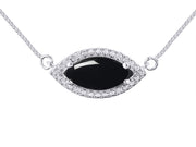 Rylos Sterling Silver Lucky Eye Necklace: Marquise Gemstone & Diamond Pendant, 18" Chain, 12X6MM Birthstone, Women's Elegant Jewelry